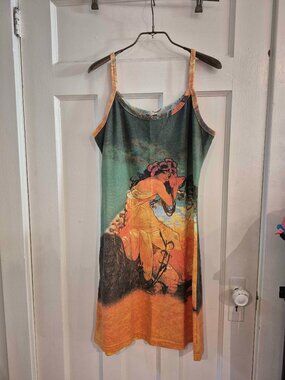 THAI CRAFT WAREHOUSE AOP MUCHA PRINT DRESS SIZE XL